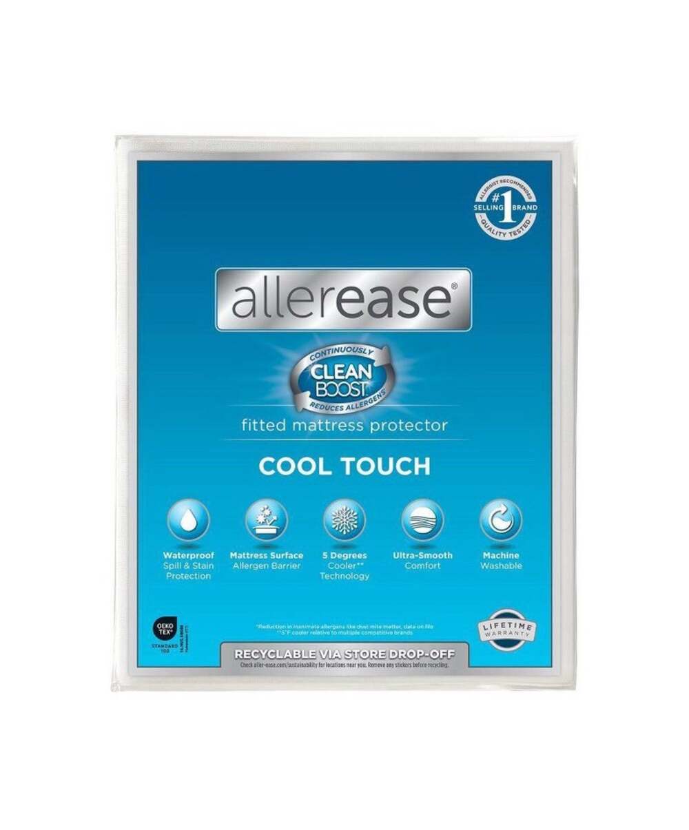 Aller-Ease Twin Size Cool Touch Waterproof White Fitted 18" Mattress Protector